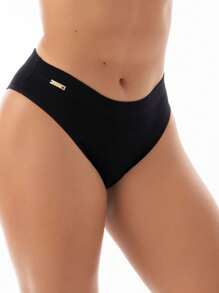 Kit Of 4 Cotton Panties With Tummy-Hugging Waistband - màu đen - Xem 4