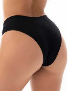 Kit Of 4 Cotton Panties With Tummy-Hugging Waistband - màu đen - Xem 2