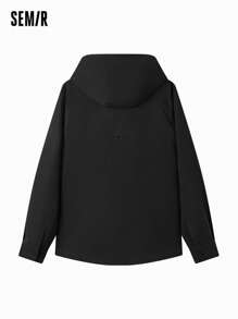 SEMIR Áo khoác đi làm mùa xuân đơn giản màu trơn cho nam với phong cách làm việc ngoài trời - màu đen - Xem 5