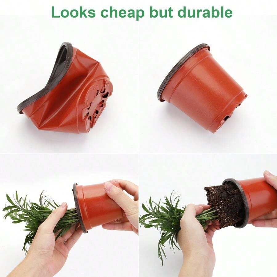 Plant Nursery Pots, 100 Sets 3.7 Inch Soft Nursery Pots (100 Pots