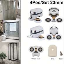 4 Pack Shower Screen Door Roller Replacement Glass Door Sliding Door Wheel Top And Bottom Fixed Pulley - Silver - View 2