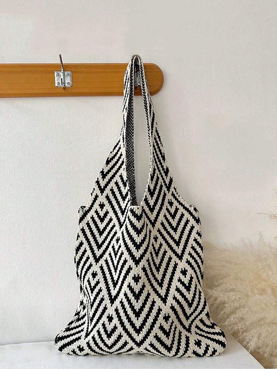 Yogodlns Bolso de compras tejido de gran capacidad, estilo minimalista y casual para mujeres. Regalo del Día de la Madre para mamá. Bolso de mano grande, ligero y portátil, ideal para la escuela, viajes, vacaciones, playa y talla grande. Adecuado para adolescentes, mujeres, estudiantes universitarias.