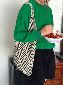 Yogodlns Bolso de compras tejido de gran capacidad, estilo minimalista y casual para mujeres. Regalo del Día de la Madre para mamá. Bolso de mano grande, ligero y portátil, ideal para la escuela, viajes, vacaciones, playa y talla grande. Adecuado para adolescentes, mujeres, estudiantes universitarias.