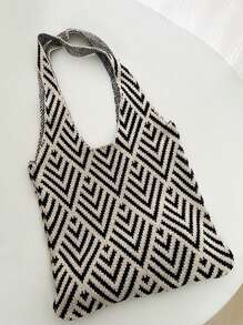 Yogodlns Bolso de compras tejido de gran capacidad, estilo minimalista y casual para mujeres. Regalo del Día de la Madre para mamá. Bolso de mano grande, ligero y portátil, ideal para la escuela, viajes, vacaciones, playa y talla grande. Adecuado para adolescentes, mujeres, estudiantes universitarias.