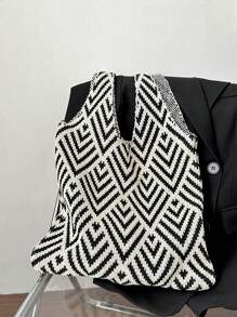 Yogodlns Bolso de compras tejido de gran capacidad, estilo minimalista y casual para mujeres. Regalo del Día de la Madre para mamá. Bolso de mano grande, ligero y portátil, ideal para la escuela, viajes, vacaciones, playa y talla grande. Adecuado para adolescentes, mujeres, estudiantes universitarias.