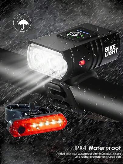 Bicycle Front Light USB Rechargeable, 6 Modes Bicycle Headlight And 4 Modes Tail Light Set, High Lumen Super Bright Bicycle Light, Waterproof Bicycle Front And Rear Lights, Suitable For Road, Mountain, And Night Riding.