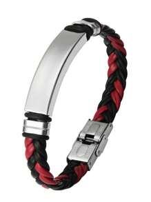 1pc Customizable Braided Rope Bracelet, Stainless Steel Couple Bangles, Engraving Available, Gift