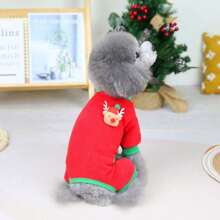 1 件圣诞节四腿天鹅绒衣服加厚极地天鹅绒面料狗衣服圣诞节宠物狗节日服装 - 彩色 - 查看 6