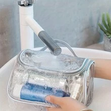 大容量防水化妆包，带拉链和手柄 - 透明，PVC 旅行盥洗用品收纳袋，TSA 认可化妆品收纳袋化妆储物袋迷你袋旅行小化妆盒配件化妆架刷袋化妆品容器化妆包旅行必需品女士配件旅行用品化妆包化妆包化妆包 - 彩色 - 查看 5