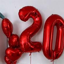 1 Bóng bay màng nhôm số 0-9 màu đỏ thích hợp cho tiệc sinh nhật, kỷ niệm 100 ngày và các bữa tiệc khác Trang trí trong nhà và ngoài trời để tạo không khí tiệc tùng - số màu đỏ 40 inch - Xem 2