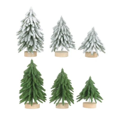 1pc Log Base Christmas Tree Christmas Decorations Flocking Christmas Tree Cedar Decoration Tree Restaurant Tabletop Festive Atmosphere Scene Layout Home Decoration Ornaments Best Gifts Birthday Room Decor
