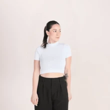 Kit 4 Cropped Viscolycra Women's Tops - Basic Women's Blouse - 2 White + 2 Navy - View 3