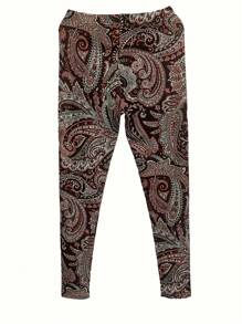 Fox Claw Plus Size Women's Paisley Print Skinny Leggings - Comfortable And Stylish High Waist Leggings For Casual Wear