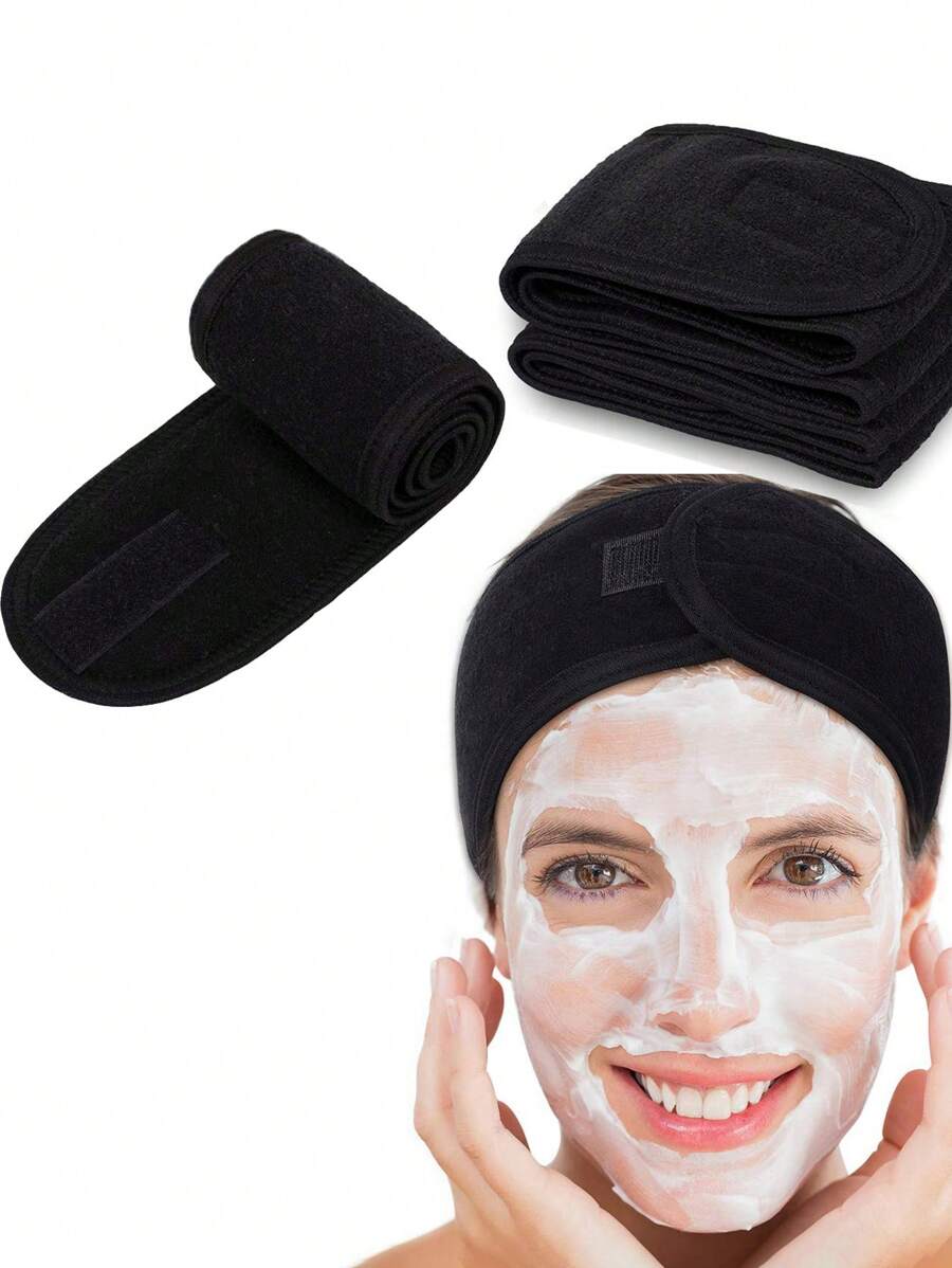 1件装女士可调节SPA发带，适用于面部护理、沐浴、化妆，可固定头发，柔软毛巾材质，发饰配件，适合女性，秋季，旅行，美发工具，女士配饰，秋季，头发，发饰，美发工具，物品，美容配件，礼物，旅行，送给女性的礼物，送给女性的礼物，送给女性的圣诞礼物，适合成人，成人圣诞礼物，成人发饰，送给女性的礼物创意，送给女性的美容礼物，时尚发带夏季穿搭 - 黑色 - 查看 1