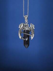 1 Pc Punk Teen Pterosaur Bullet Pendant Necklace Colorful Crystal Bullet Pterosaur Necklace Holiday Jewelry