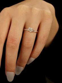 Stylever 1 pezzo Anello singolo con nodo e torsione, gioielli da donna, in argento sterling S925, anello vintage, gioielleria fine, regalo per ragazze, decorazione estiva quotidiana