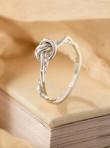 Stylever 1 pezzo Anello singolo con nodo e torsione, gioielli da donna, in argento sterling S925, anello vintage, gioielleria fine, regalo per ragazze, decorazione estiva quotidiana