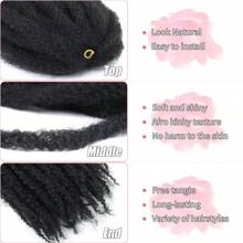 FULCRUM 10/16/18/24/30 pouces Extensions de cheveux Marley Twist Afro Crochet Boucle Kinky Synthétiques Noirs pour Femmes