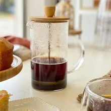 Cafeteira French Press com Tampa de Vidro e Bambu 600ml Premium,