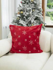 1 Pc Craftsmanship Style Red Christmas Silver Sequins Snowflakes Are Soft And Comfortable, Suitable For Sofas And Bedrooms - Multicolor - View 10