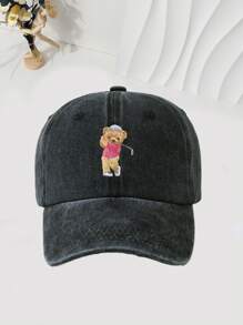 独特的高尔夫熊图案棒球帽 - 可调节、轻便的女士老爹帽