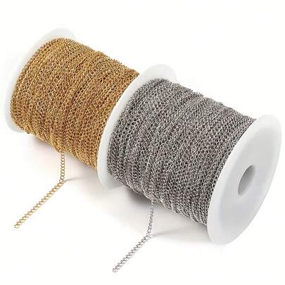 2 Meters Stainless Steel Chain - Durable Basic Necklace Extension Chain For DIY Jewelry Making, Adjustable Length, Easy To Use, Perfect For Crafting Unique Bracelets And Necklaces