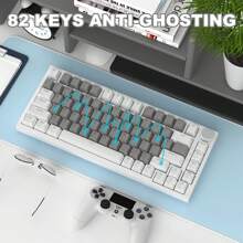 HOOPOND X Ajazz AK820 Mechanical Keyboard With CNC Knob Control,75% ANSI Layout,81Keys Gasket Mount Wired Gaming Keyboard,5 Sound Absorbing Foam,Hot-Swap Switches,White Backlit,For PC - 白/灰/黃開關 - 查看 11