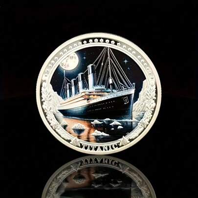 1pc Cruise Ship And Iceberg Design Commemorative Coin Collection, Creative And Novel