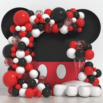 149PCS Red, White, Black Balloon Arch Kit, Suitable For Weddings, Birthdays, Graduation Ceremonies, Bachelor Party Decorations, Gender Revealing, Party Decorations, Indoor And Outdoor Decorations