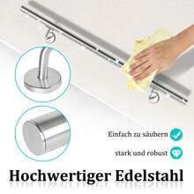 YUENFONG Handrail Railing Stainless Steel Stair Railing With Metal Dowels Wall Handrail Wall Bracket For Handrail Stainless Steel Outside, Balcony, Parapet, Stainless Steel Look (60cm, 80cm, 100cm, 120cm, 150cm, 160cm, 180cm, 200cm) - 銀色-150cm - 查看 3