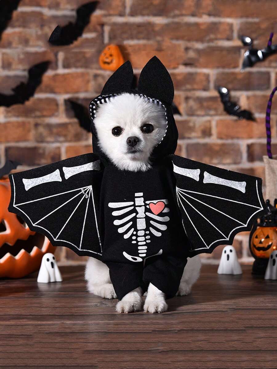 1 Stück Halloween Hundekostüm, Lustiges Verwandlungskostüm für kleine Hunderassen wie Pudel und Katzen - Schwarz und Weiss - Übersicht 1
