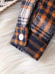 2pcs/Set Baby Boy Contrast Color Hooded Plaid Bodysuit + Ripped Long Pants - Royal Blue - View 5