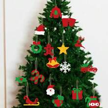 18 件全新圣诞树挂饰圣诞派对装饰，毛毡和无纺布花环挂饰 - 彩色 - 查看 2