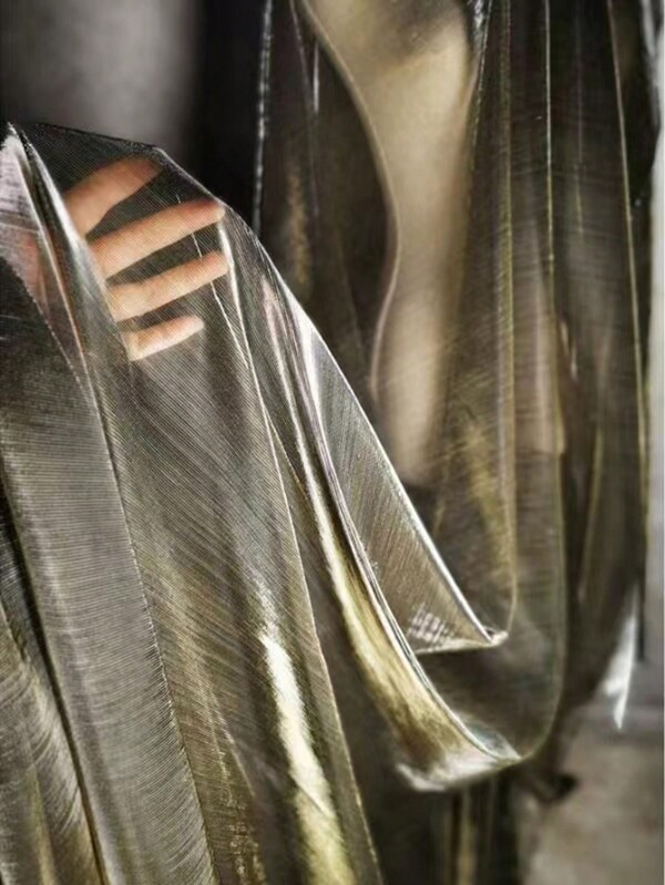 1pc Gradient Two-Color Mesh Fabric, Laser Texture See-Through Fabric Long Skirt Shawl Creative Handmade Fabric