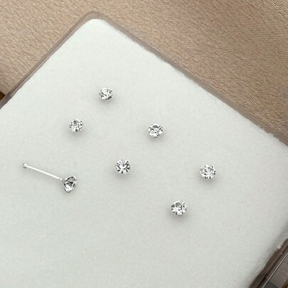 6 bucăți Minimalist 925 Sterling Silver Body Lanț de nas, 2,5 mm Cu patru gheare Diamond Ball Piercing Bijuterii, potrivite pentru femei/iubite