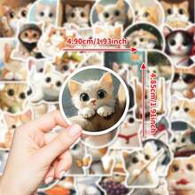 50 miếng dán hình mèo, gói dán hình động vật dễ thương cho bình nước, máy tính xách tay, hành lý, điện thoại di động, mũ nồi cứng, sổ lưu niệm, trang trí xe hơi, nhãn dán đáng yêu số lượng lớn cho thanh thiếu niên, người lớn - Nhiều màu - Xem 2