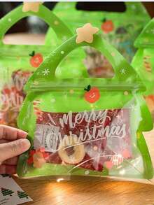 5 Túi đựng hình cây thông Noel sáng tạo, đồ ăn nhẹ Giáng sinh, bánh quy, kẹo, túi quà trái cây hòa bình, món quà Giáng sinh ấm áp, làm quà tặng cho bạn bè và gia đình. - màu xanh lá - Xem 6