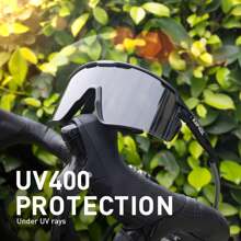 KAPVOE Photochromic Cycling Glasses Men Women Clear Mountain Bike Sunglasses MTB Bicycle Riding Sports Triathlon Running - Đen-quang sắc Xám đậm - Xem 5