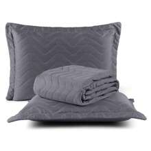 Cobre Leito Luxo Casal-Queen-Solteiro Kit + Porta Travesseiro Mcasa - Cinza - Visão 4