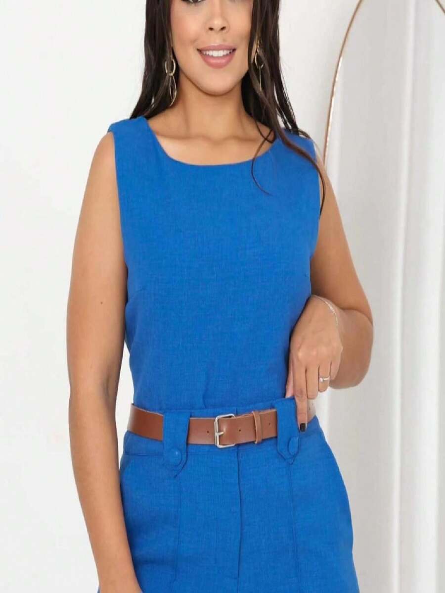 Tailored Set Of Trousers And Blouse - Màu xanh lam - Xem 1