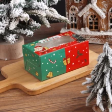 1套/10件圣诞纸杯蛋糕包装盒，纸杯蛋糕盒，窗口透明慕斯甜点包装盒，蛋挞盒 - 彩色 - 查看 4