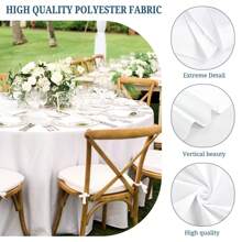 6 paquetes de mantel redondo premium de 90 pulgadas, mantel de tela de poliéster lavable a granel para bodas, fiestas, banquetes, buffets, cenas festivas - Blanco - Ver 4