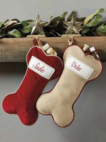 1 件，全新亚麻大号狗猫宠物，自由 DIY 自己的名字仿亚麻礼品收纳袋狗骨头形状挂狗圣诞袜，万圣节，万圣节装饰 - 彩色 - 查看 7