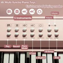Kids Piano Keyboard With Microphone, 37 Keys Portable Electronic Keyboards For Beginners, Musical Toy For 3/4/5/6 Year Old Girls Boys, Learning Musical Toys For 3 4 5 Year Old Boys Girls Birthday Gifts, Early Education Music Toddlers Children Toys Gifts For 3 4 5 6 7 8 9 10 11 12 Years Old Girls, Multiple Color, Pink/Blue/Rose - Nhiều màu - Xem 3