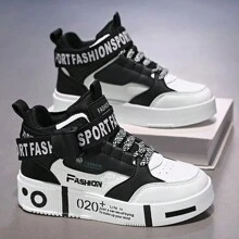 Pantofi casual pentru bărbați, înalți, cu șireturi, pantofi sport la modă, potriviti pentru adolescenți de vară, ocazional sau în aer liber, atletism sau de vacanță, cadouri de absolvire sau cadouri pentru rochii de zi de naștere - Alb-negru - Vizualizare 11