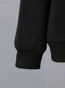 Tween Boy "Christmas Eve" Print Thermal Lined Thick Warm Sweatshirt, Suitable For Kids Autumn/Winter Long Sleeve Top - Black - View 5