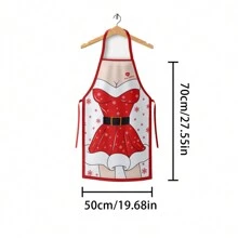 1 pieza Delantal con tema navideño - Gráfico de mujer sexy blanca, patrones de Papá Noel y alegres, tela de popelín de poliéster, delantal de cocina tejido, delantal y gorro de chef, para cocinar y hornear, accesorios de cocina y comedor - multicolor - Ver 4