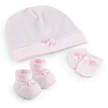 Maternity Kit For Girls And Boys, Hat, Gloves And Shoes For Newborn Babies, 100% Cotton Mesh - 淺粉色 - 查看 1
