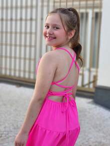 Children's And Youth Dress Three Marias Girl's Dress Launch Summer - Màu Hồng Tươi - Xem 5