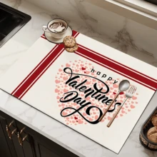 1 tấm thảm quầy pha cà phê in chữ và hình trái tim Valentine, thảm thoát nước, thảm thoát nước bằng diatomite cho máy pha cà phê, thảm thoát nước bằng cao su mềm, thảm chống trượt, thảm làm khô bát đĩa siêu thấm hút và bền, dùng cho mặt bàn, nhà hàng, nhà bếp, đồ trang trí bàn ăn ngoài hiên, đồ dùng nhà bếp gia dụng - Nhiều màu - Xem 11